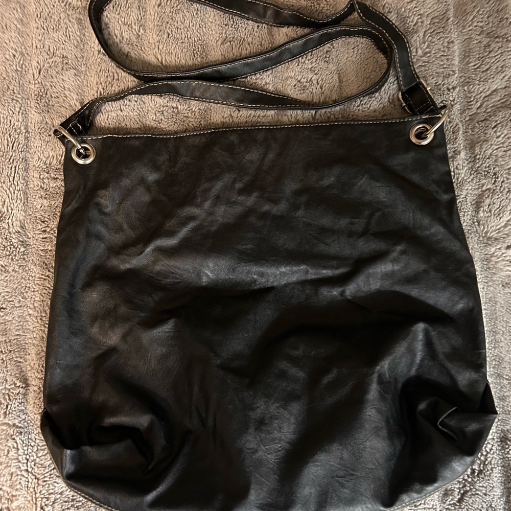 Black Faux Leather crossbody Bag. No name